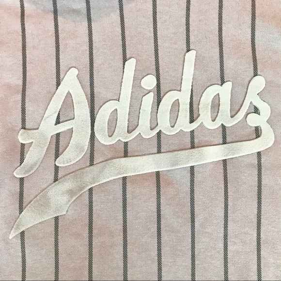 New Adidas Dusty Purple Striped Cropped Hoodie - Picture 3 of 4